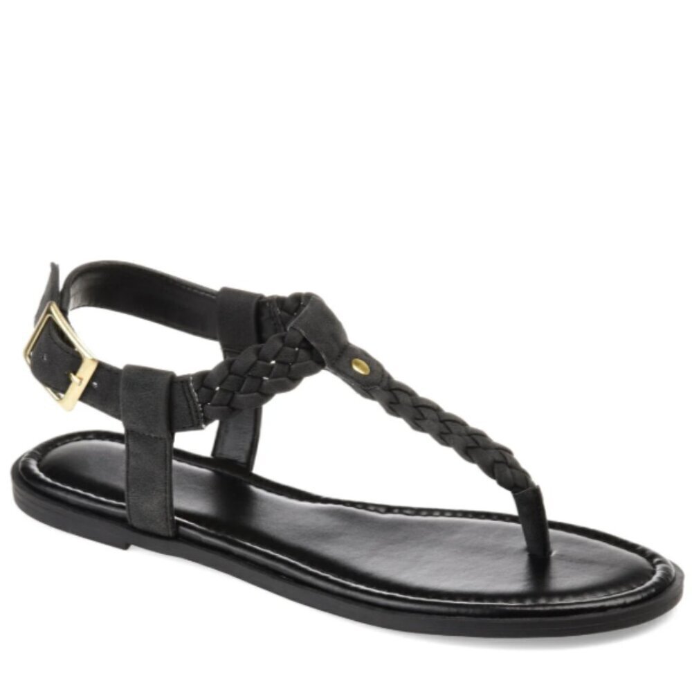 Genevive T-Strap Sandals in faux leather
